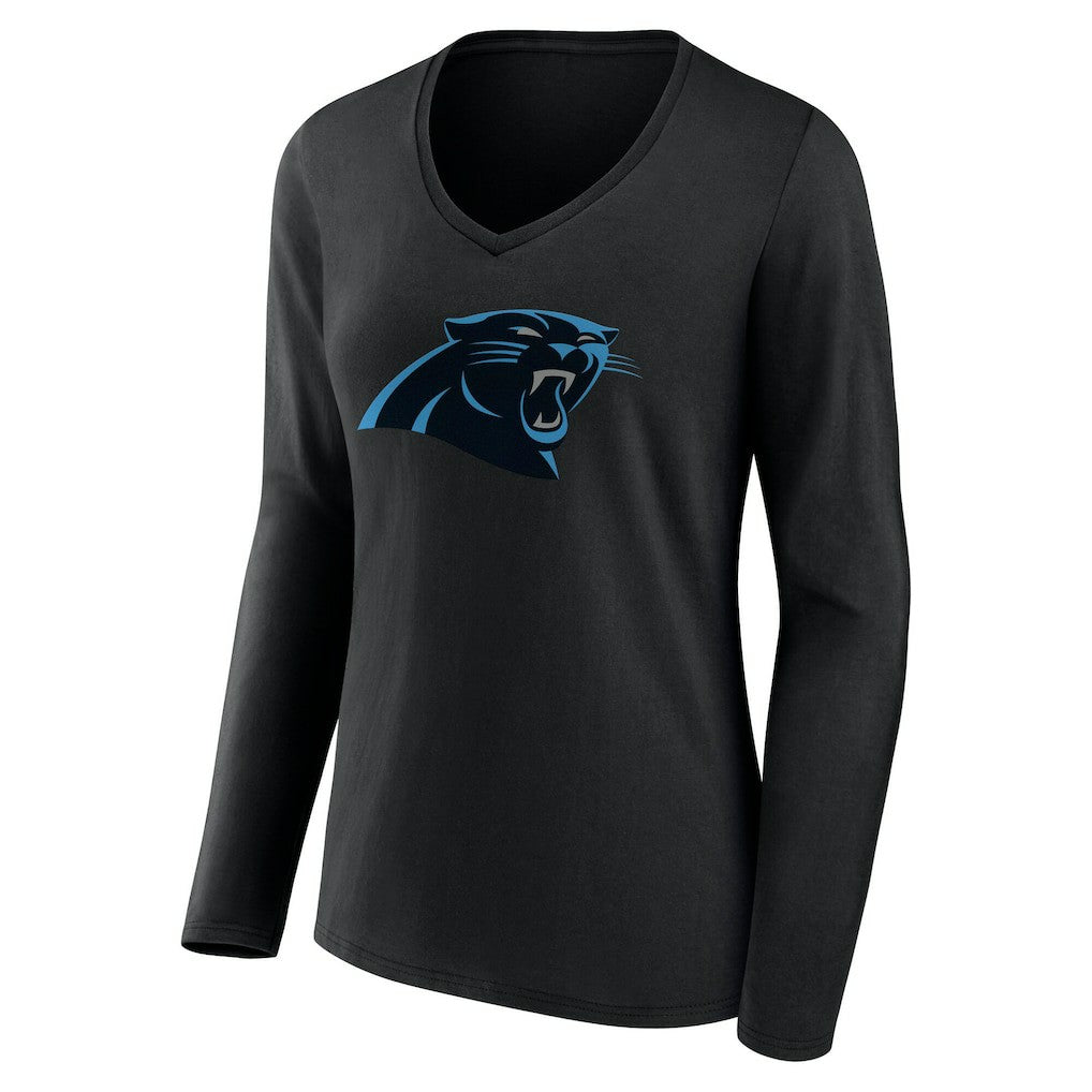 Carolina Panthers  Women's Team Authentic Personalized Name & Number Long Sleeve V-Neck T-Shirt