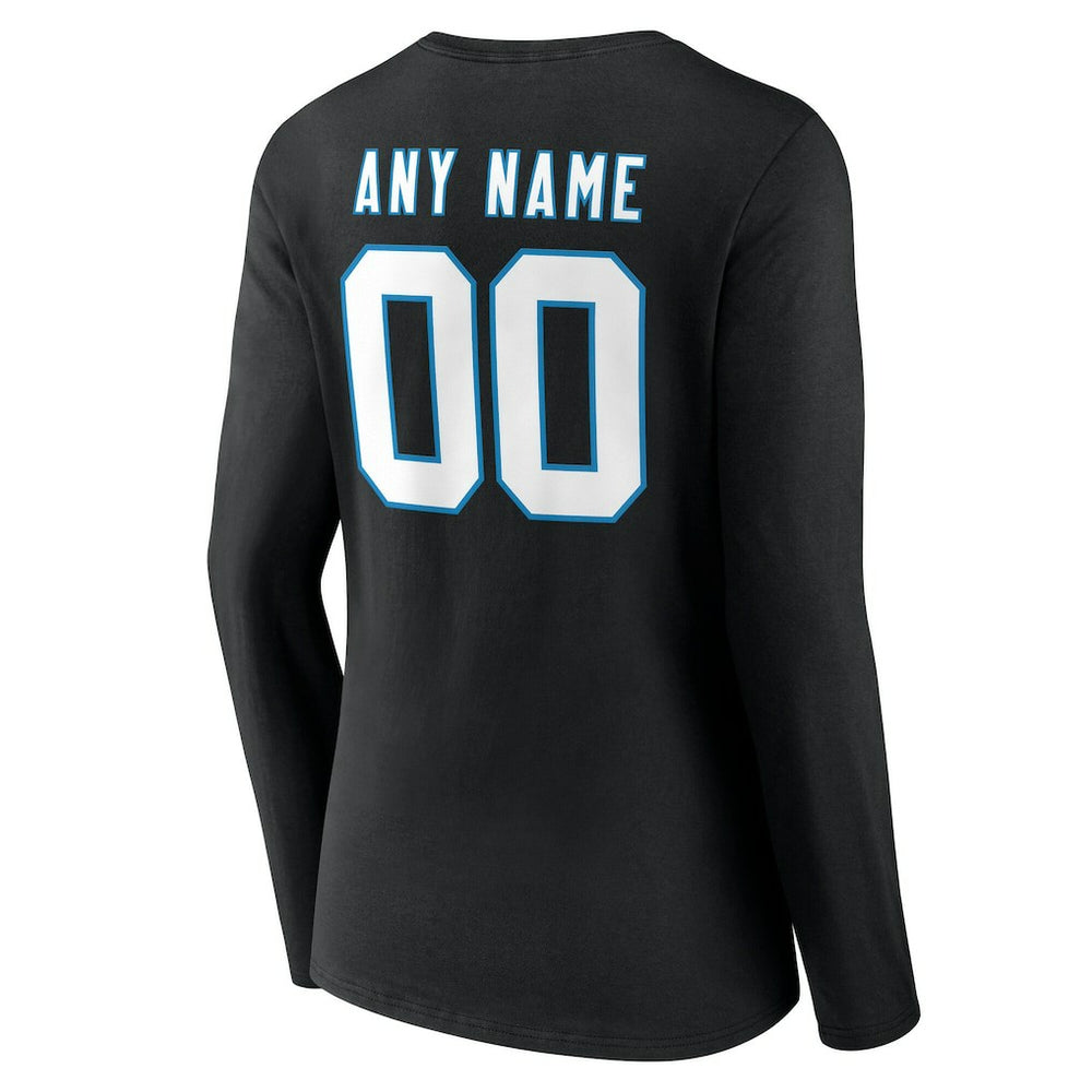 Carolina Panthers  Women's Team Authentic Personalized Name & Number Long Sleeve V-Neck T-Shirt