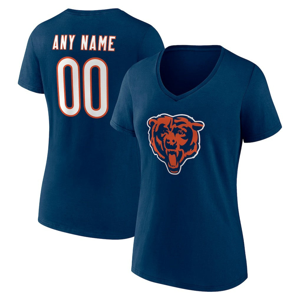 Chicago Bears  Women's Team Authentic Personalized Name & Number V-Neck T-Shirt