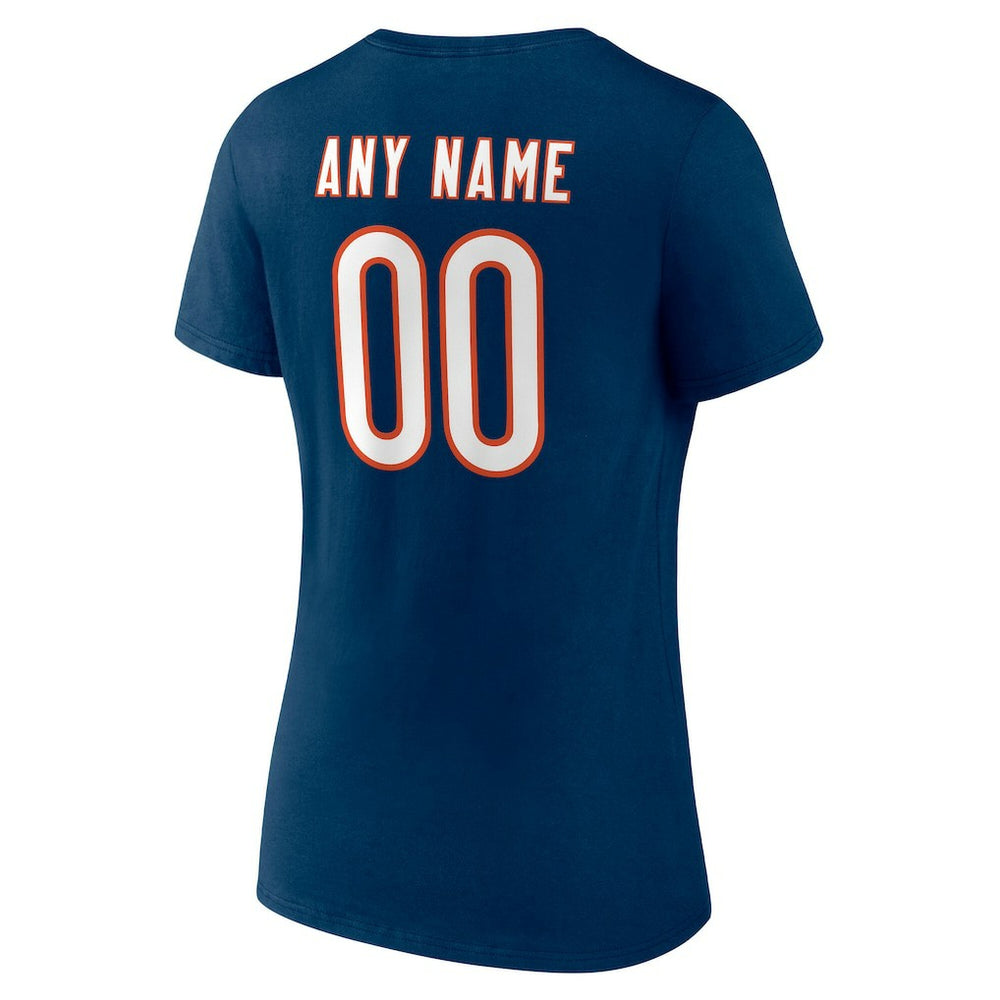 Chicago Bears  Women's Team Authentic Personalized Name & Number V-Neck T-Shirt