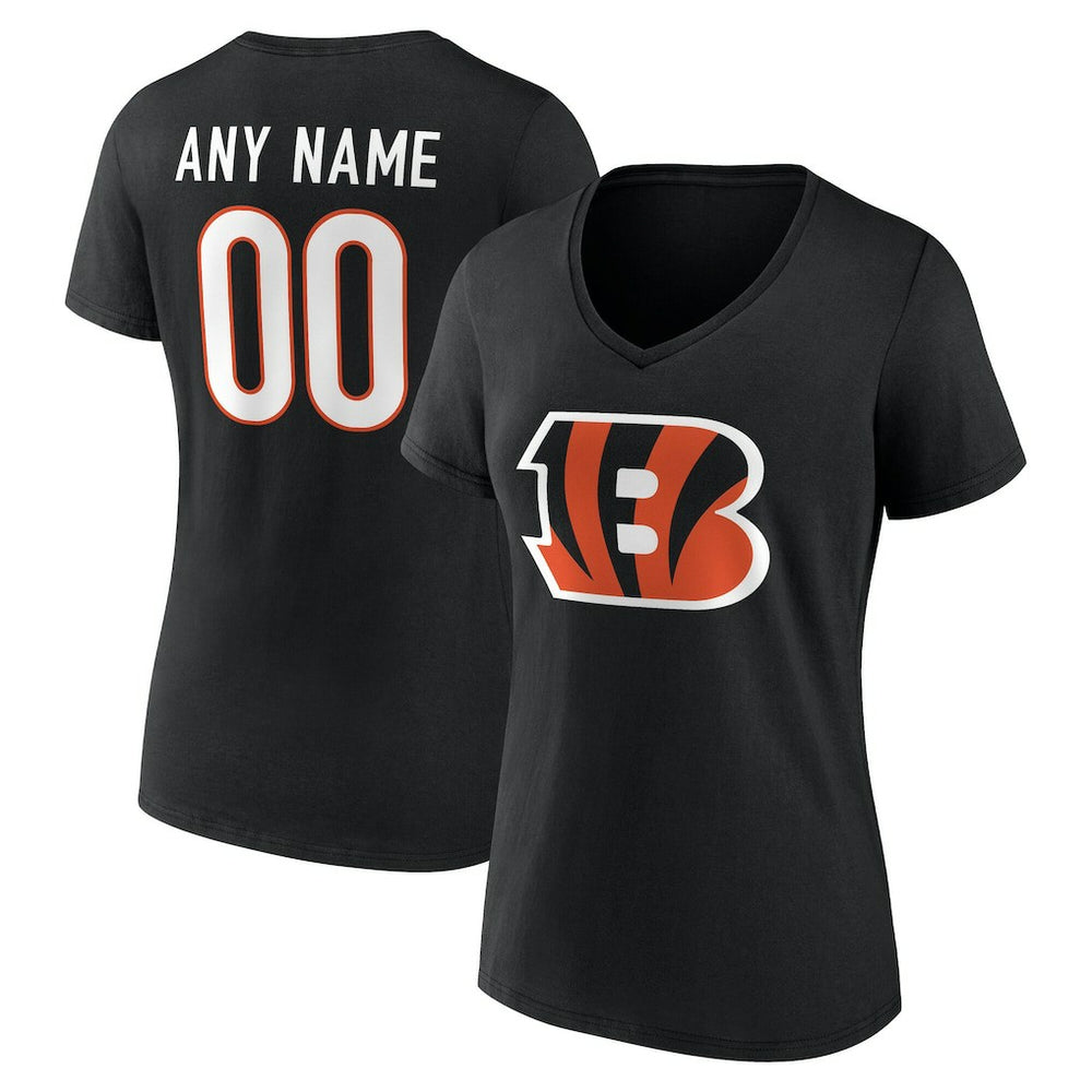 Cincinnati Bengals  Women's Team Authentic Personalized Name & Number V-Neck T-Shirt