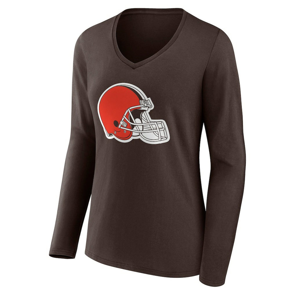 Cleveland Browns  Women's Team Authentic Personalized Name & Number Long Sleeve V-Neck T-Shirt