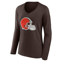 Cleveland Browns  Women's Team Authentic Personalized Name & Number Long Sleeve V-Neck T-Shirt