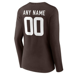 Cleveland Browns  Women's Team Authentic Personalized Name & Number Long Sleeve V-Neck T-Shirt