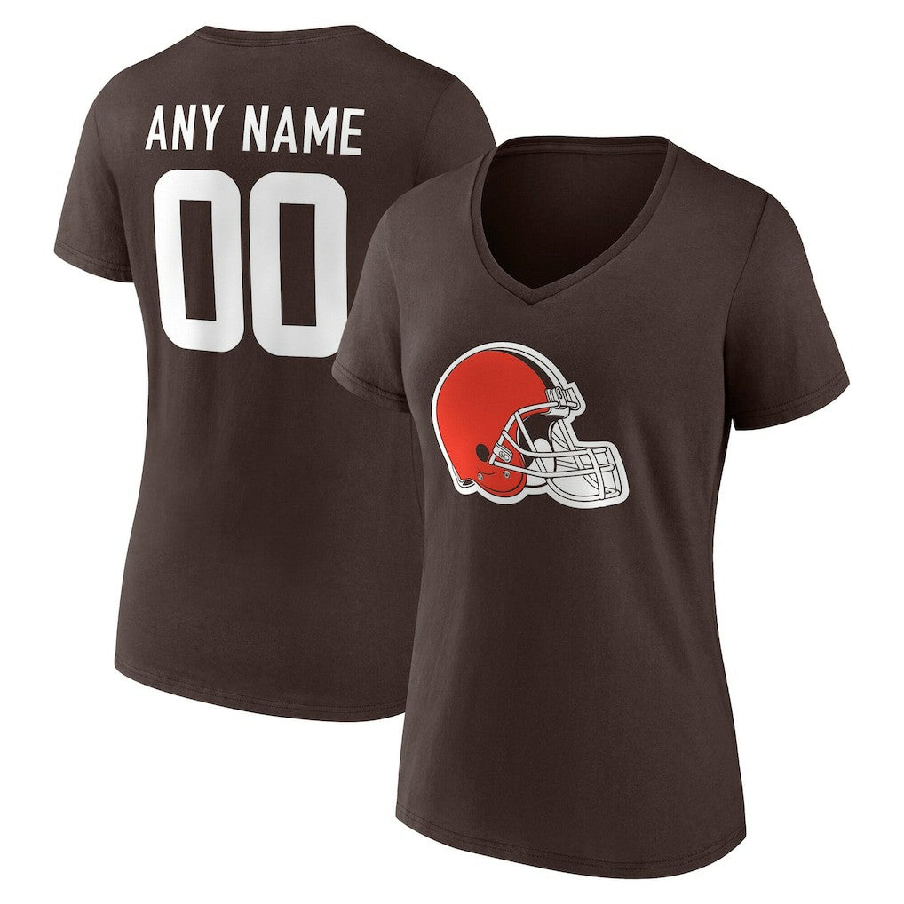 Cleveland Browns  Women's Team Authentic Personalized Name & Number V-Neck T-Shirt