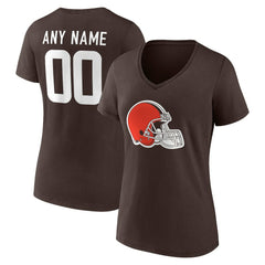 Cleveland Browns  Women's Team Authentic Personalized Name & Number V-Neck T-Shirt