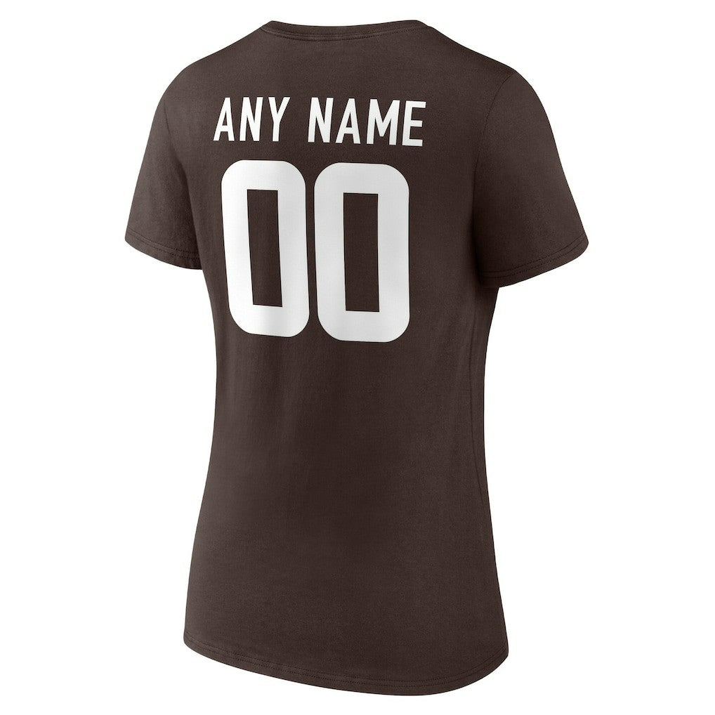 Cleveland Browns  Women's Team Authentic Personalized Name & Number V-Neck T-Shirt