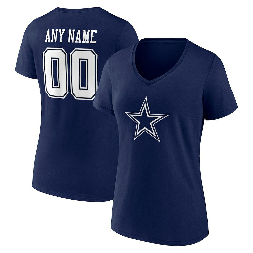 Dallas Cowboys  Women's Team Authentic Personalized Name & Number V-Neck T-Shirt