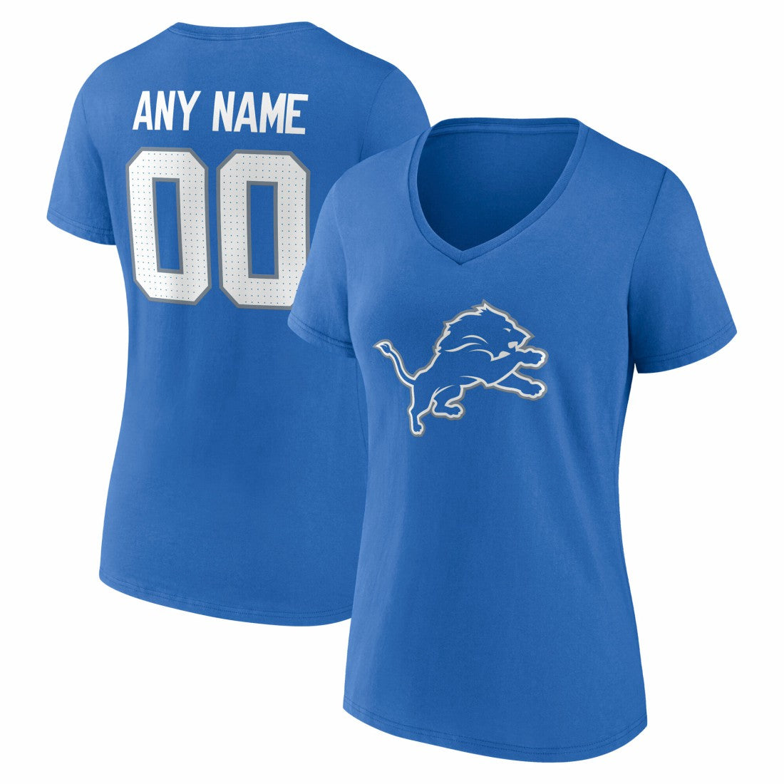 Detroit Lions  Women's Team Authentic Personalized Name & Number V-Neck T-Shirt