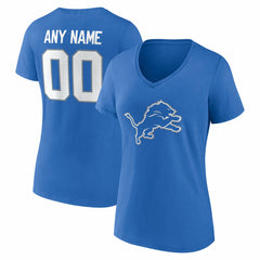 Detroit Lions  Women's Team Authentic Personalized Name & Number V-Neck T-Shirt