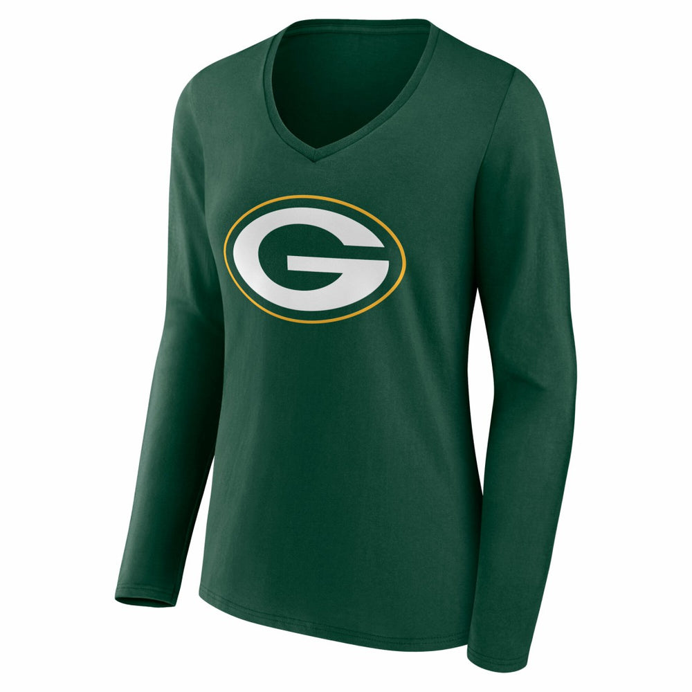 Green Bay Packers  Women's Team Authentic Personalized Name & Number Long Sleeve V-Neck T-Shirt