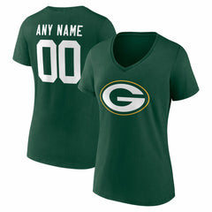 Green Bay Packers  Women's Team Authentic Personalized Name & Number V-Neck T-Shirt