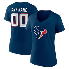 Houston Texans  Women's Team Authentic Personalized Name & Number V-Neck T-Shirt