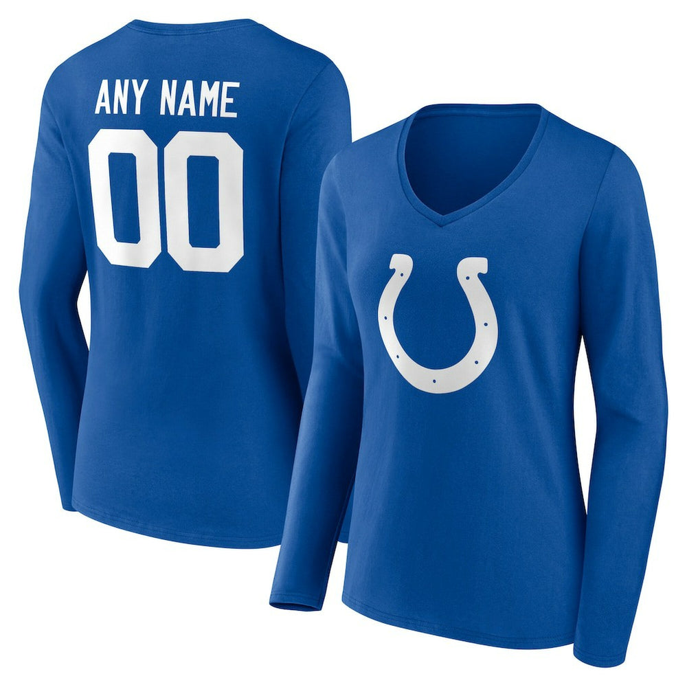 Indianapolis Colts  Women's Team Authentic Personalized Name & Number Long Sleeve V-Neck T-Shirt