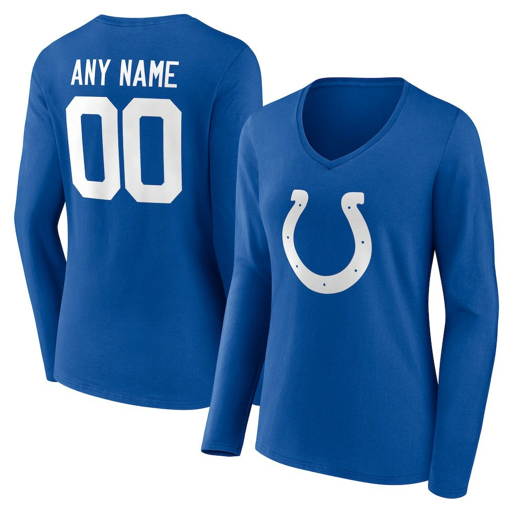 Indianapolis Colts  Women's Team Authentic Personalized Name & Number Long Sleeve V-Neck T-Shirt