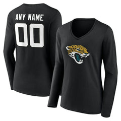Jacksonville Jaguars  Women's Team Authentic Personalized Name & Number Long Sleeve V-Neck T-Shirt