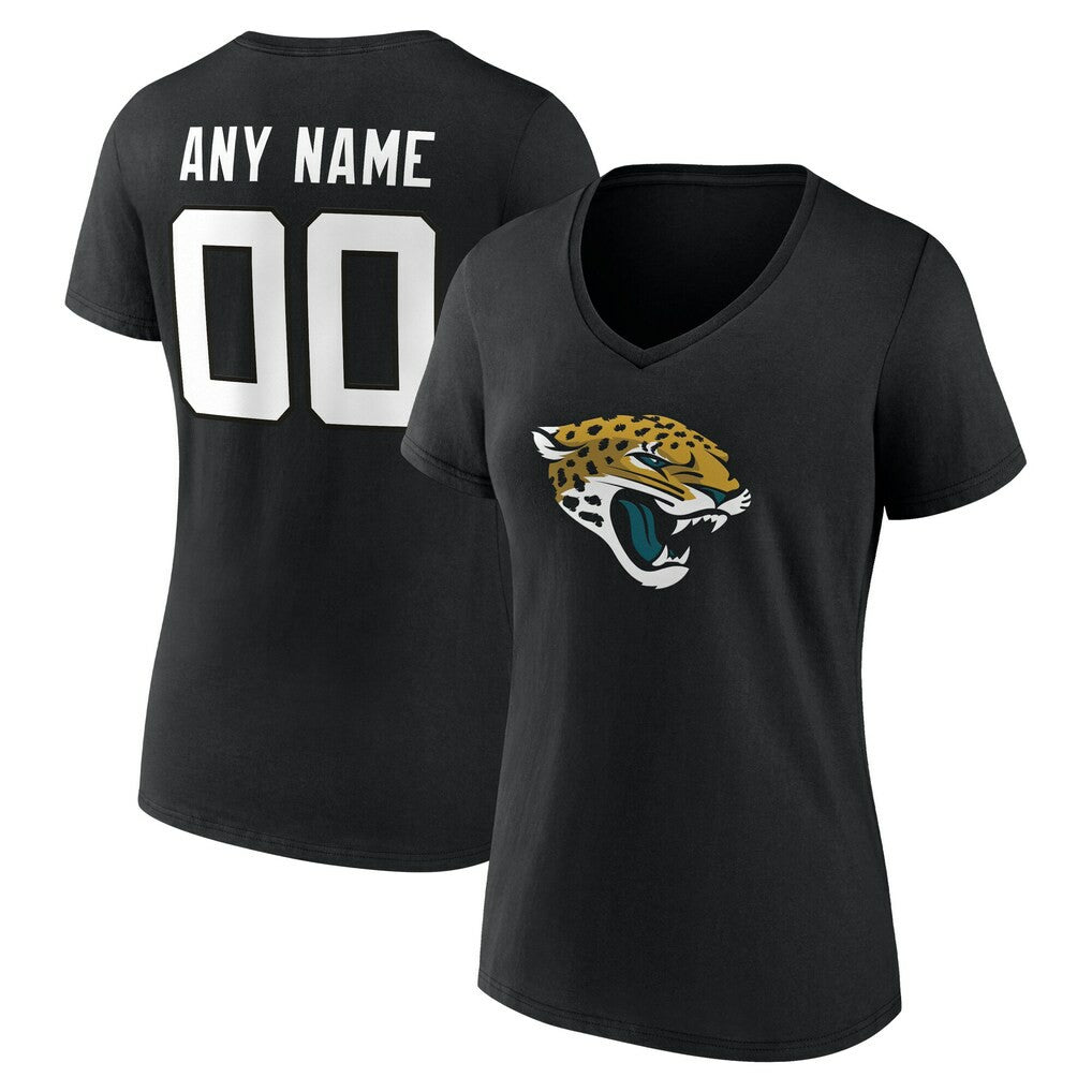Jacksonville Jaguars  Women's Team Authentic Personalized Name & Number V-Neck T-Shirt
