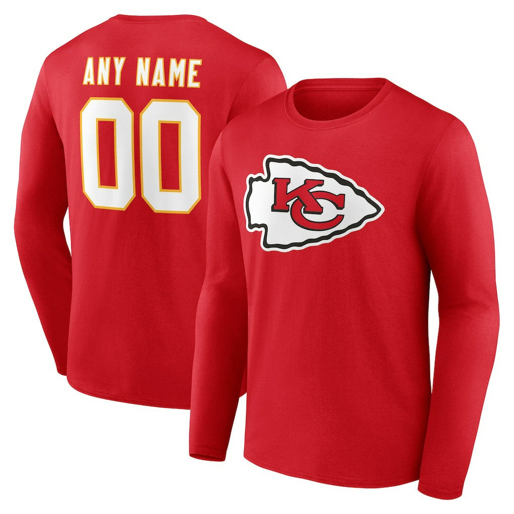 Kansas City Chiefs  Team Authentic Personalized Name & Number Long Sleeve T-Shirt