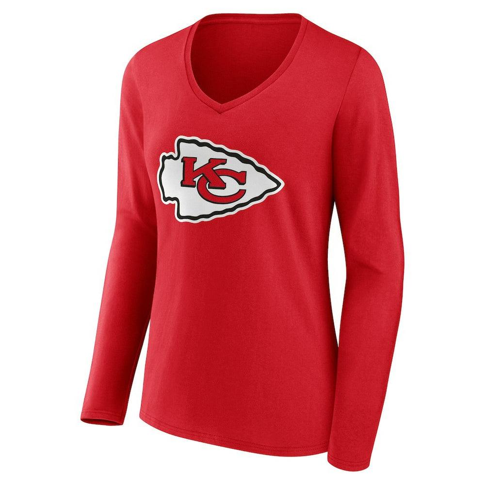 Kansas City Chiefs  Women's Team Authentic Personalized Name & Number Long Sleeve V-Neck T-Shirt
