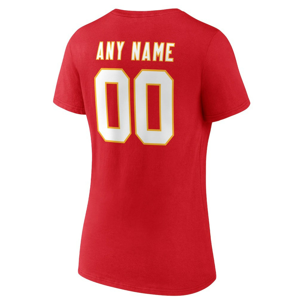 Kansas City Chiefs  Women's Team Authentic Personalized Name & Number V-Neck T-Shirt