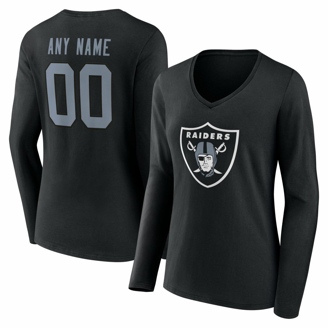 Las Vegas Raiders  Women's Team Authentic Personalized Name & Number Long Sleeve V-Neck T-Shirt