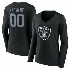 Las Vegas Raiders  Women's Team Authentic Personalized Name & Number Long Sleeve V-Neck T-Shirt