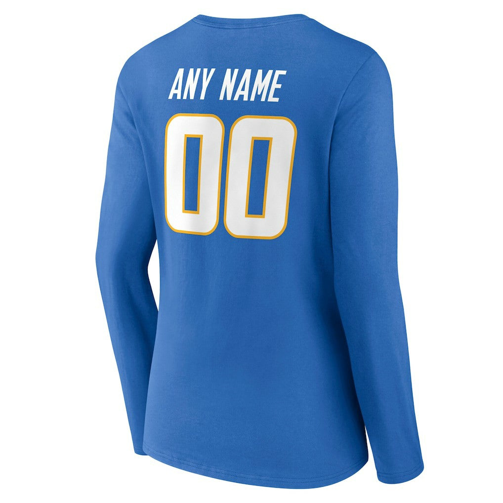 Los Angeles Chargers  Women's Team Authentic Personalized Name & Number Long Sleeve V-Neck T-Shirt