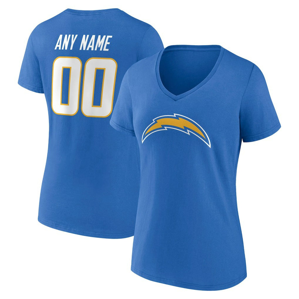 Los Angeles Chargers  Women's Team Authentic Personalized Name & Number V-Neck T-Shirt