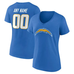 Los Angeles Chargers  Women's Team Authentic Personalized Name & Number V-Neck T-Shirt