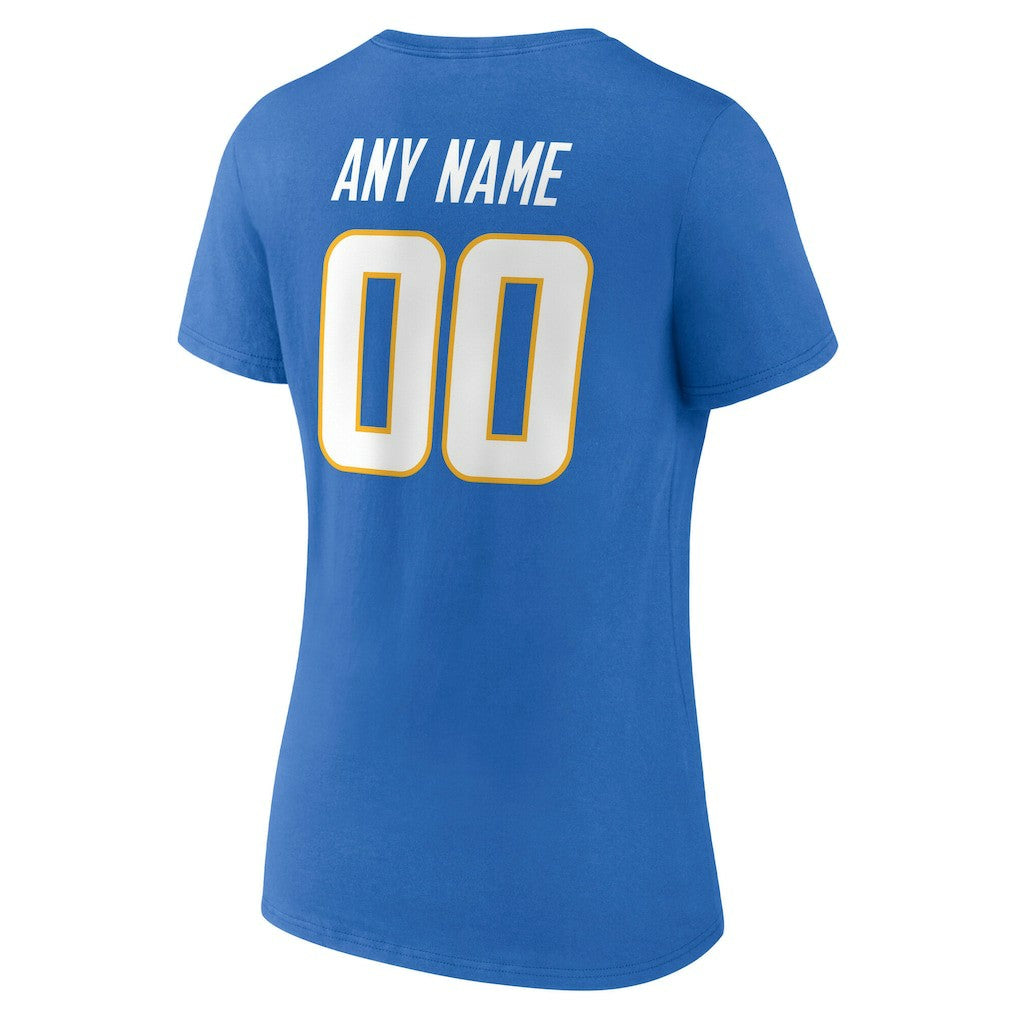 Los Angeles Chargers  Women's Team Authentic Personalized Name & Number V-Neck T-Shirt
