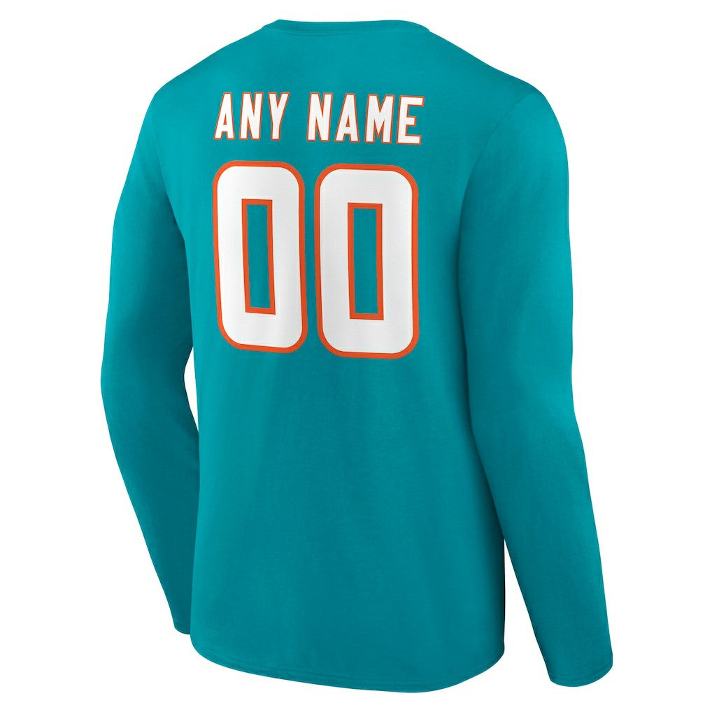 Miami Dolphins  Team Authentic Personalized Name & Number Long Sleeve T-Shirt