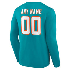 Miami Dolphins  Team Authentic Personalized Name & Number Long Sleeve T-Shirt
