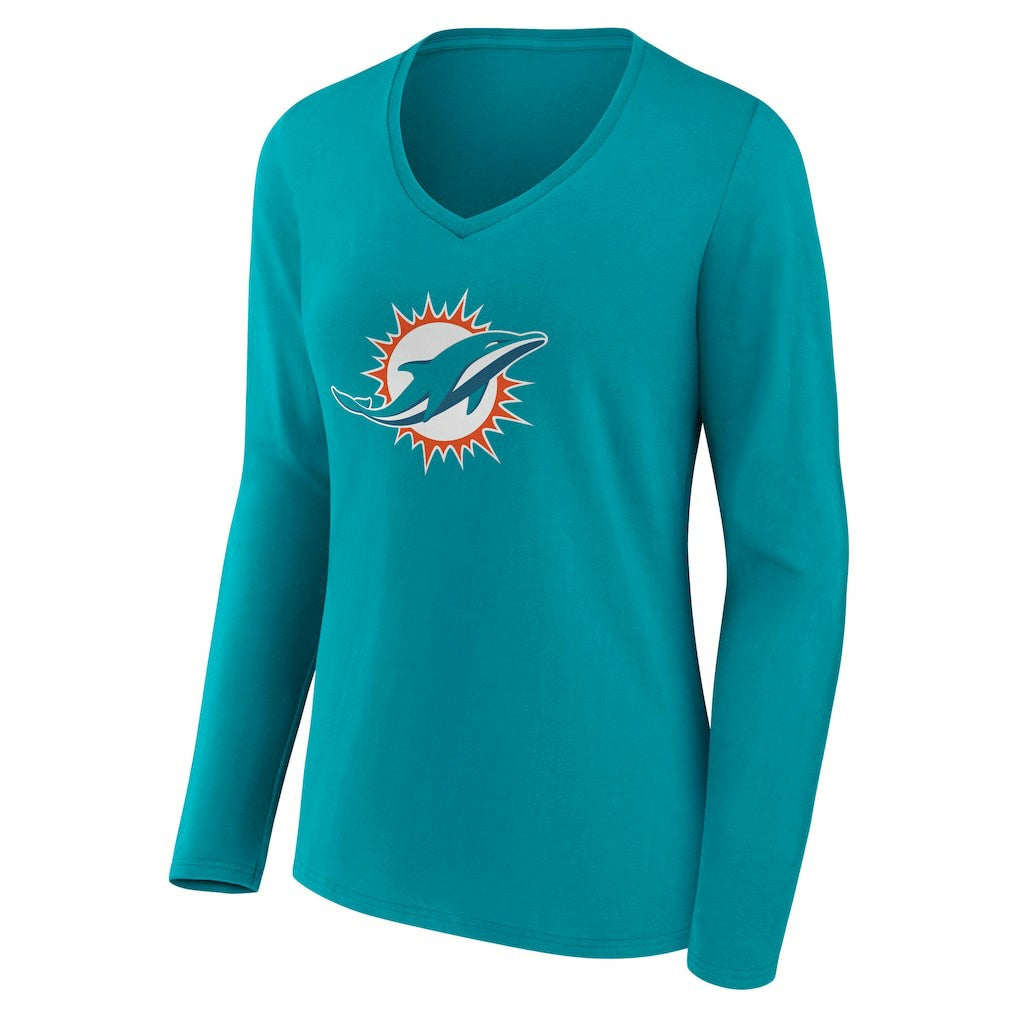 Miami Dolphins  Women's Team Authentic Personalized Name & Number Long Sleeve V-Neck T-Shirt