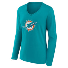Miami Dolphins  Women's Team Authentic Personalized Name & Number Long Sleeve V-Neck T-Shirt