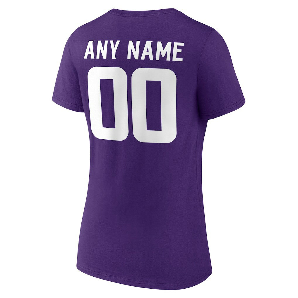 Minnesota Vikings  Women's Team Authentic Personalized Name & Number V-Neck T-Shirt