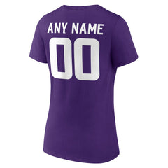 Minnesota Vikings  Women's Team Authentic Personalized Name & Number V-Neck T-Shirt