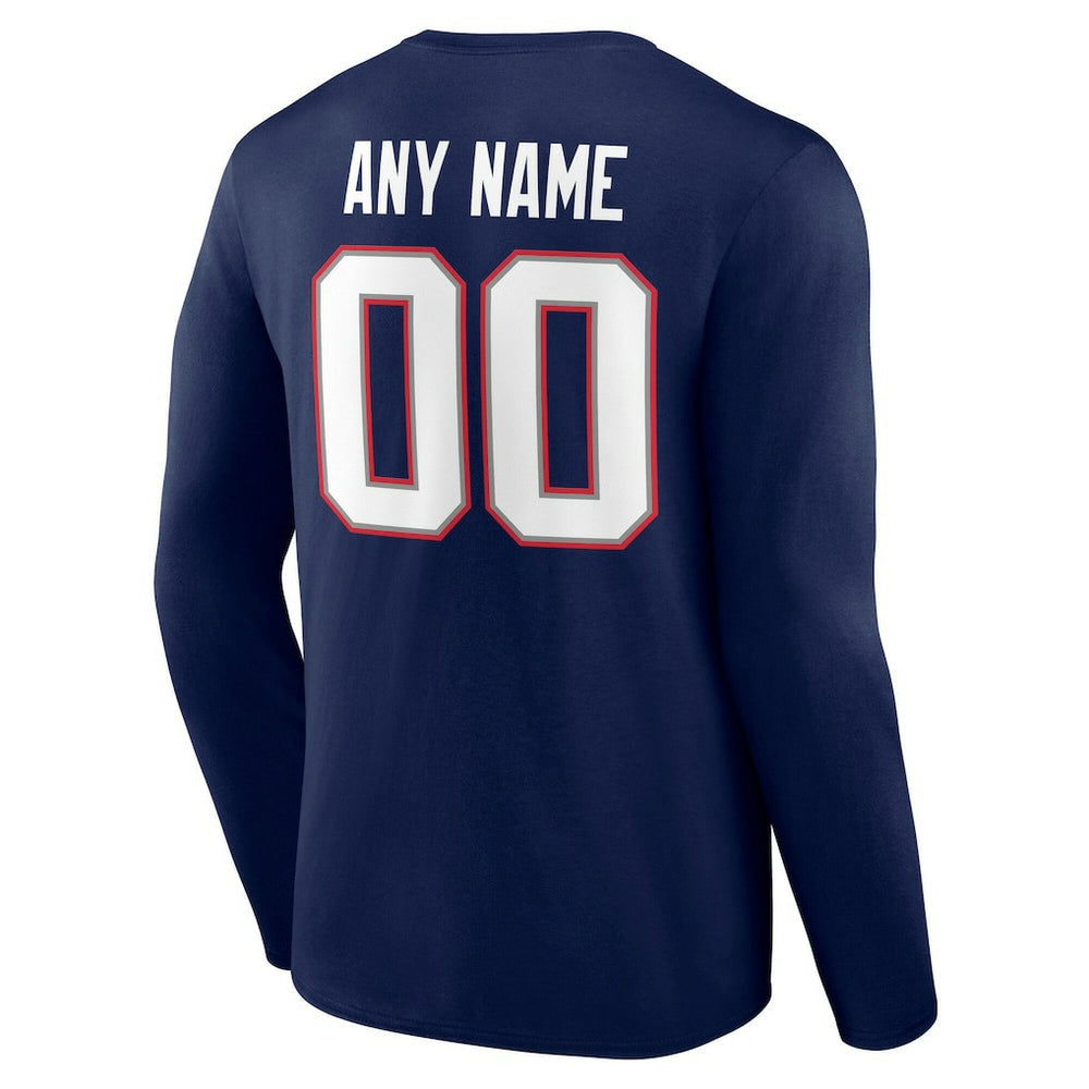 New England Patriots  Team Authentic Personalized Name & Number Long Sleeve T-Shirt