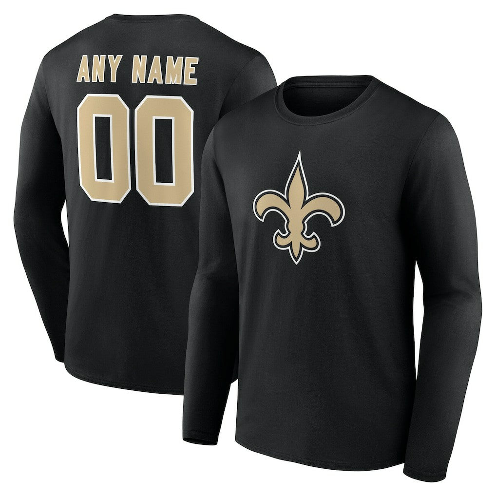 New Orleans Saints  Team Authentic Personalized Name & Number Long Sleeve T-Shirt