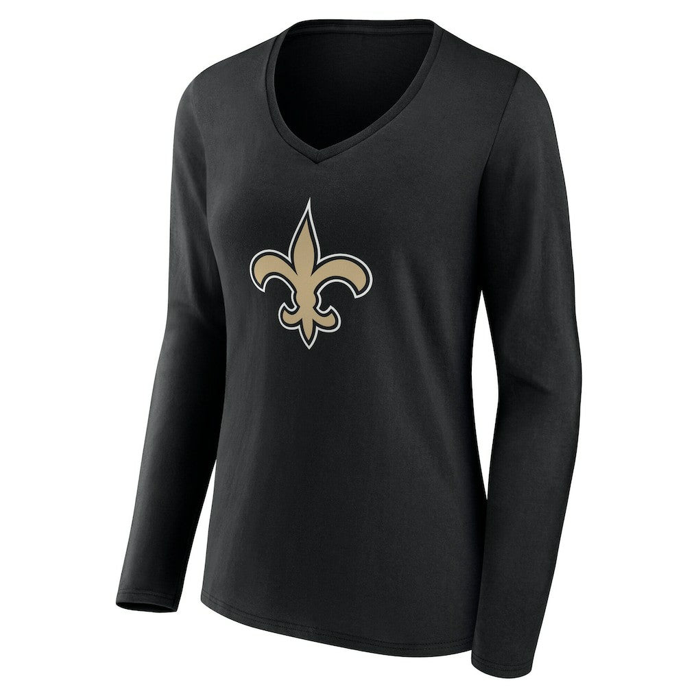 New Orleans Saints  Women's Team Authentic Personalized Name & Number Long Sleeve V-Neck T-Shirt