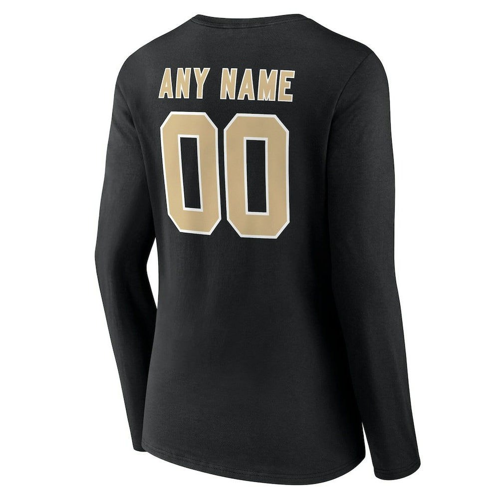 New Orleans Saints  Women's Team Authentic Personalized Name & Number Long Sleeve V-Neck T-Shirt