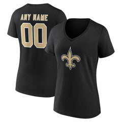 New Orleans Saints  Women's Team Authentic Personalized Name & Number V-Neck T-Shirt