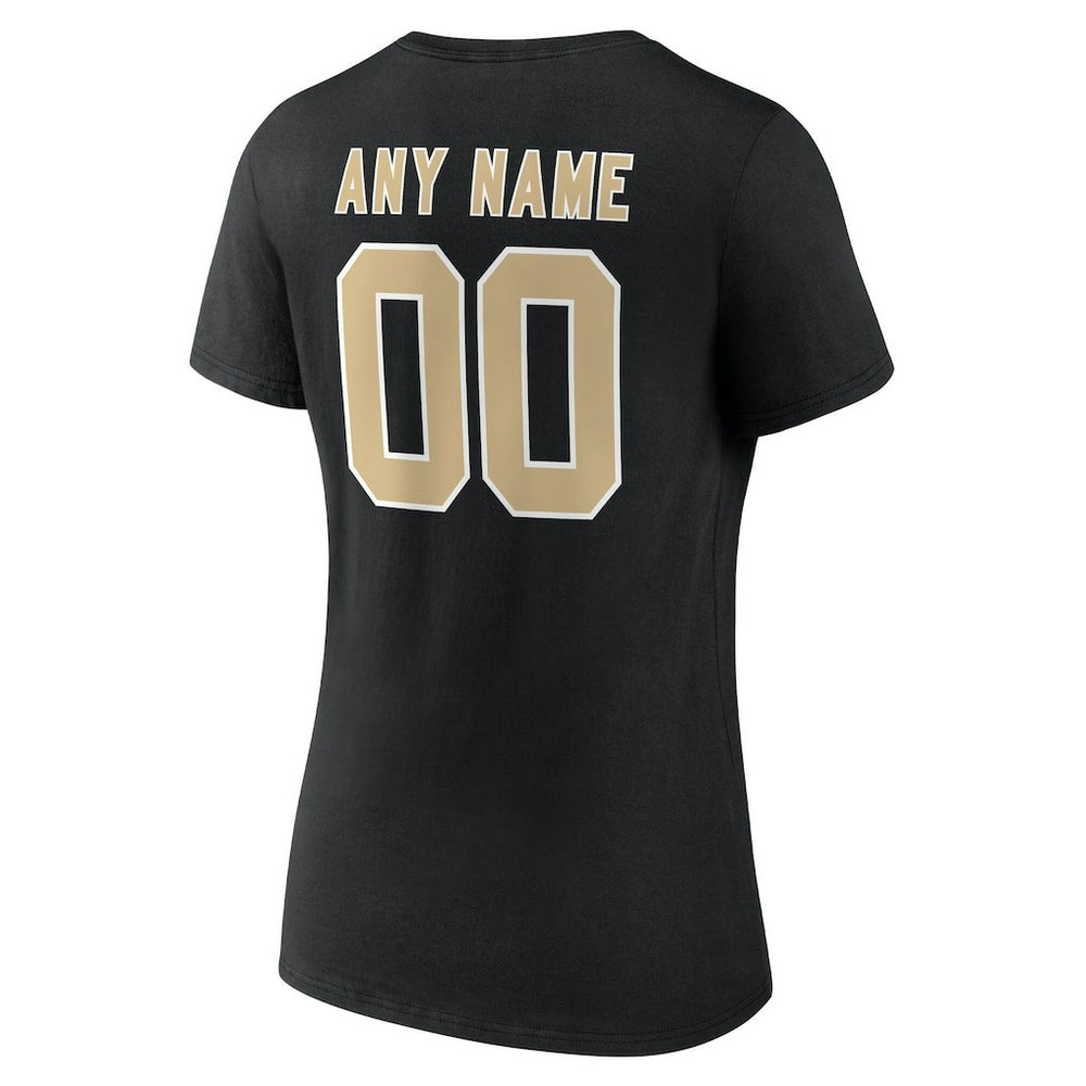 New Orleans Saints  Women's Team Authentic Personalized Name & Number V-Neck T-Shirt