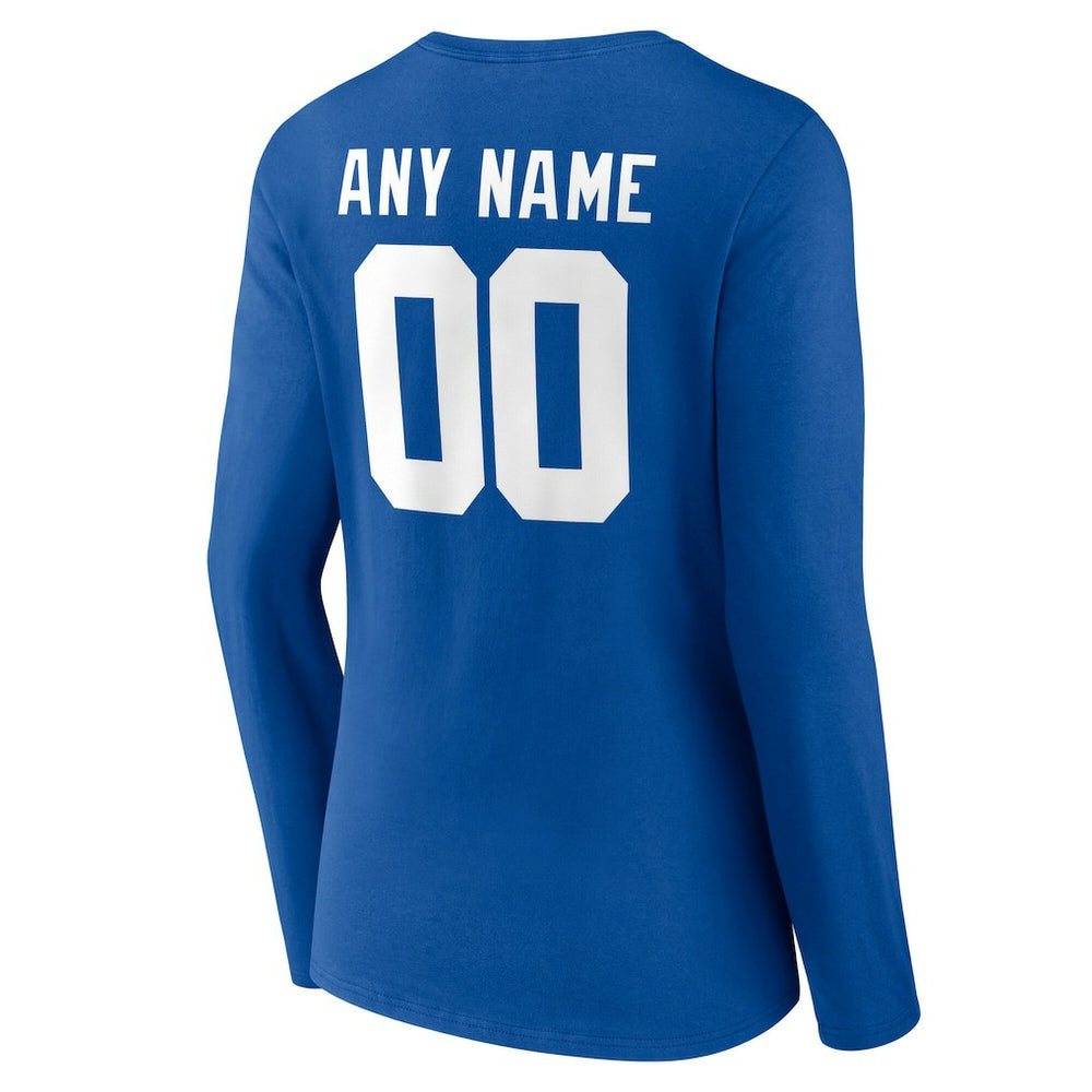 New York Giants  Women's Team Authentic Personalized Name & Number Long Sleeve V-Neck T-Shirt