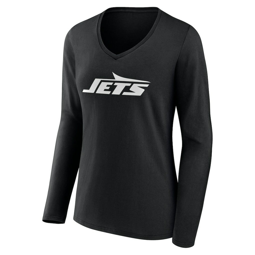 New York Jets  Women's Team Authentic Personalized Name & Number Long Sleeve V-Neck T-Shirt