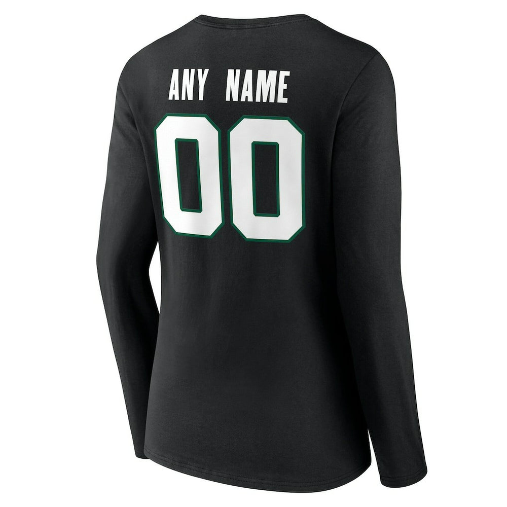 New York Jets  Women's Team Authentic Personalized Name & Number Long Sleeve V-Neck T-Shirt