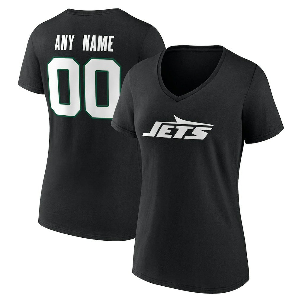 New York Jets  Women's Team Authentic Personalized Name & Number V-Neck T-Shirt