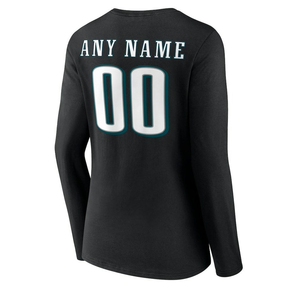 Philadelphia Eagles  Women's Team Authentic Personalized Name & Number Long Sleeve V-Neck T-Shirt
