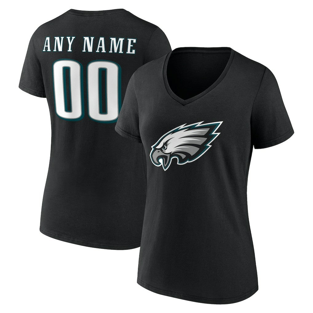 Philadelphia Eagles  Women's Team Authentic Personalized Name & Number V-Neck T-Shirt