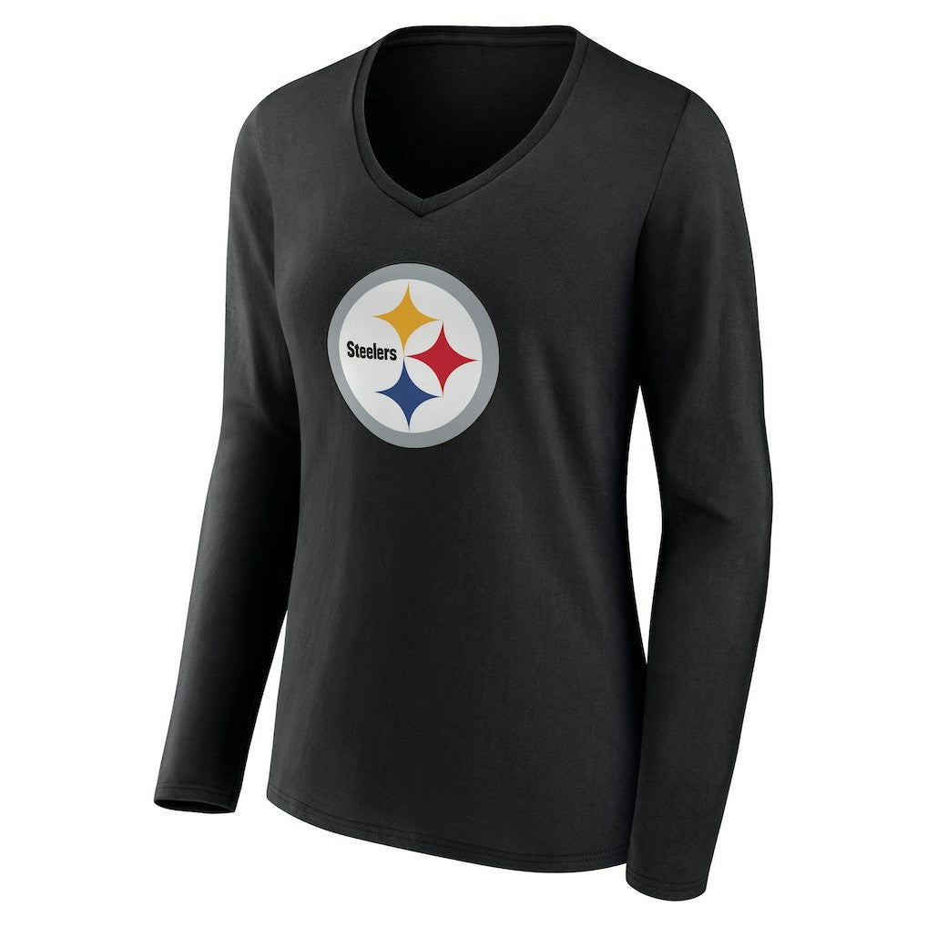 Pittsburgh Steelers  Women's Team Authentic Personalized Name & Number Long Sleeve V-Neck T-Shirt