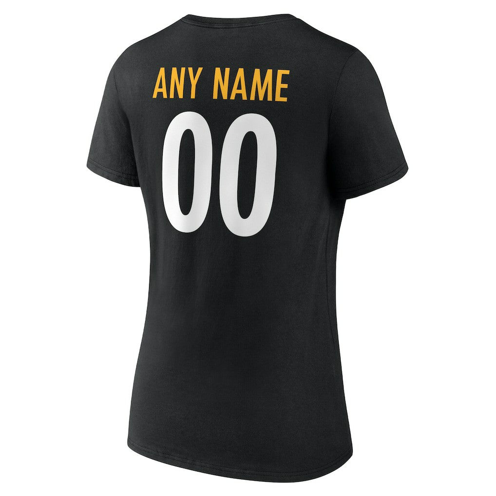 Pittsburgh Steelers  Women's Team Authentic Personalized Name & Number V-Neck T-Shirt